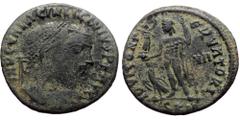 Roman Imperial coins Licinius I (308-324). AE, Follis. (Bronze, 3.78 g. 22mm.) Uncertain mint. Obv: D N VAL LICIN LICINIVS NOB C. Bust of Licinius II, laureate, cuirassed, left, holding spear across r