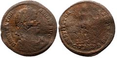 Roman Imperial coins Valentinian I (364-375) AE Follis (Bronze, 5.51g, 30mm) Constantinople Obv: D N VALENTINIANVS P F AVG, diademed, draped and cuirassed bust right Rev: RESTITVTOR REI P, CONSPB(?), 