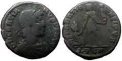 Roman Imperial coins Gratian (378-383) AE MaiorinaLugdunum, AE follis Obv: D N GRATIANVS P F AVG, diademed, draped and cuirassed bust of Gratian right. Rev: REPARATIO REIPVB. emperor standing facing, 