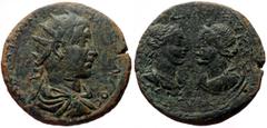 Roman Provincial Coins Cilicia, Seleucia ad Calycadnum AE (Bronze, 23.89g, 33mm) Trebonianus Gallus (251-253) Obv: ΑΥ Κ ΓΑΙ ΟΥΑΙ ΤΡΕΒΟ ΓΑΛΛΟC, Radiate, draped and cuirassed bust of Trebonianus Gallus 