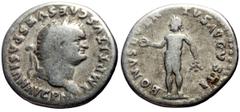 Roman Imperial Coins Titus (79-81) AR Denarius (Silver, 3.15g, 19mm) Rome, 79-80. Obv: IMP TITVS CAES VESPASIAN AVG P M, laureate head of Titus to right Rev: BONVS EVENTVS AVGVSTI, Bonus Eventus stand