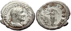 Roman Imperial Coins Maximinus I Thrax (235-238) AR Denarius (Silver, 2.69g, 22mm) Rome, 236-238 Obv: MAXIMINVS PIVS AVG GERM Bust laureate, draped, cuirassed r., third portrait. Rev: VICT - ORIA GERM