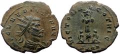 Roman Imperial Coins Claudius II Gothicus (268-270) AE Antoninianus (Bronze, 2.72g, 20mm) Cyzicus. Obv. IMP C M AVR CLAVDIVS AVG, Radiate, draped and cuirassed bust to right. Rev. VICTORIAE GOTHIC, Tr