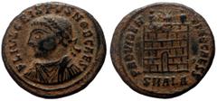 Roman Imperial Coins Crispus (Caesar, 316-326) AE Follis (Bronze, 3.26g, 19mm) Alexandria. Obv: FL IVL CRISPVS NOB CAES, Laureate, draped and cuirassed bust left. Rev: PROVIDENTIAE CAESS / SMALA, Camp