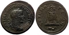Roman Provincial Commagene,.Zeugma AE (Bronze, 14.78g, 33mm) Philip I Arabs (244-249) Obv. AVTOK K M IOVΛI ΦΙΛΙΠΠOC CЄB, laureate, draped and cuirassed bust to right. Rev. ZЄVΓMATЄΩN, tetrastyle templ
