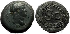 Roman Provincial Syria, Antioch AE (Bronze, 12.43g, 30mm) Otho (68) Issue: year 117 (AD 69) Obv: IMP M OTHO CAE(S) AVG; laureate head of Otho, r. Rev: S C; inscription in a laurel wreath of eight leav
