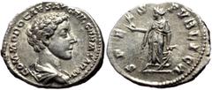 Roman Imperial Commodus (Caesar, 166-177) AR Denarius (Silver, 3.51g, 19mm) Rome, 175-176. Obv: COMMODO CAES AVG FIL GERM SARM, Bare-headed and draped bust of Commodus to right, seen from behind. Rev: