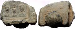 Seals & tokens Theodosius I, with Arcadius and Honorius, 379-395. PB Seal or coin weight or token. Obv: Senior Augustus flanked by two junior Augusti This seal may depict Valentinian, with Valens and 