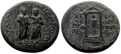 Roman Provincial Mysia, Pergamum AE (Bronze, 4.90g. 21mm) Augustus (27 BC - 14 AD) Magistrate: Kephalion (grammateus), Issue: Augustus, Gaius and Lucius Caesars (c. AD 1 (?)) Obv: ΠΕΡΓΑΜΗΝΩΝ ΚΑΙ ΣΑΡΔΙ
