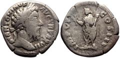 Roman Imperial Marcus Aurelius (161-180) AR Denarius (Silver, 3.04g, 18mm) Rome, 172-173. Obv: M ANTONINVS-AVG TR P XXVII, laureate head of Marcus Aurelius right Rev: IMP VI-COS III, Marcus Aurelius s
