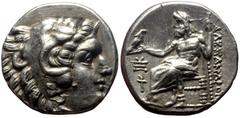 Greek Kings of Macedon. Alexander III 'the Great' AR Drachm.Kings of Macedon, Alexander III 'the Great' AR Drachm. Sardes, ca 323-322 BC. Struck under Philip III Arrhidaios. Head of Herakles right, we