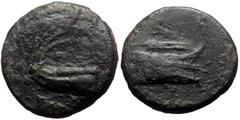 Greek Lycia, Phaselis, AE (15mm, 4,14g) ca 250-221/0 BC. Obv: Prow of galley right. Rev: ΦΑΣΗ,Stern of galley left. Ref: Heipp-Tamer B26; SNG Copenhagen 123.
