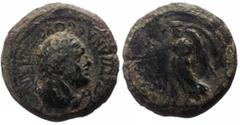 Roman Provincial Lydia, Sardes, pseudo-autonomous hemiassarion (Bronze, 15.9 mm, 2.43 g), struck under Ti. Claudius Mnaseas, strategos, ca AD 65. Obv. ЄΠI TI MNACЄOY CAPΔIANΩN, laurate head of Herakle