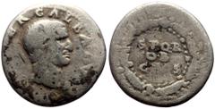 Roman Imperial Galba (68-69) AR Denarius (2.96g, 19mm) Rome. Obv: IMP SER GALBA AVG, Bare head of Galba, right. Rev: SPQR OB C S, Legend in 3 lines, all within wreath. Ref: RIC 167.