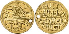 Gold World Coins Ottoman Empire. 'Abd al-Hamid I, AH 1187-1203 / AD 1774-1789. 1/2 Zeri Mahbub (Gold, 19 mm, 1.32 g), Islambul, AH 1187 = AD 1774, RY 5 = AD 1778. Within a central circle surrounded by
