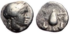 Greek AIOLIS. Temnos. Hemidrachm (Silver, 1.44g, 12mm) 2nd-1st centuries BC AIOLIS. Temnos. Hemidrachm (Silver, 1.44g, 12mm) 2nd-1st centuries BC Obv: Obv: Laureate head of Apollo right. Rev: T - A. A