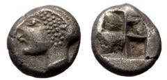 Greek IONIA, Phokaia, AR diobol (Silver, 1.24g, 10mm) c. 521-478 BC IONIA, Phokaia, AR diobol (Silver, 1.24g, 10mm) c. 521-478 BC Obv: Head of a nymph to left, wearing a sakkos adorned with a central 