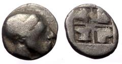 Greek Ionia, Uncertain. Circa 510-494 BC. AR Obol (Silver, 9mm, 0.58 g). Ionia, Uncertain. Circa 510-494 BC. AR Obol (Silver, 9mm, 0.58 g). Estimate $150 IONIA, Uncertain AR Obol (Silver, 0.52g, 9mm) 