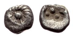 Greek Ionia, Erythrai(?) AR Hemitetartemorion ( Silver, 4mm, 0.09g) ca 500-480 BC. Ionia, Erythrai(?) AR Hemitetartemorion ( Silver, 4mm, 0.09g) ca 500-480 BC. Obv: Rosette Ref: Cruciform incuse conta