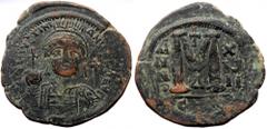Byzantine Justinian I (527-565) AE Follis (Bronze, 20.37g, 36mm) Constantinople, Dated RY 17 (543/4). Justinian I (527-565) AE Follis (Bronze, 20.37g, 36mm) Constantinople, Dated RY 17 (543/4). Obv: D