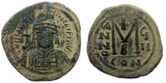 Byzantine Maurice Tiberius (582-602) AE Follis (Bronze, 32 mm, 11.08g) Constantinople RY 8 = 589/90. Maurice Tiberius (582-602) AE Follis (Bronze, 32 mm, 11.08g) Constantinople RY 8 = 589/90. Obv: D N