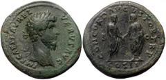 Roman Imperial Lucius Verus (161-169) AE Sestertius (Bronze, 26.08g, 35mm) Rome Lucius Verus (161-169) AE Sestertius (Bronze, 26.08g, 35mm) Rome Obv: IMP CAES L AVREL VERVS AVG, Laureate head of Luciu