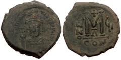 Byzantine Maurice Tiberius (582-602) AE follis or 40 nummi (Bronze 12,12g 30mm) Constantinople, 1st officina, Regnal Year 7 (AD Maurice Tiberius (582-602) AE follis or 40 nummi (Bronze 12,12g 30mm) Co