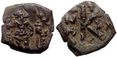 Byzantine Heraclius, with Heraclius Constantine (610-641) Constantinople AE Half follis (Bronze, 20mm, 4.55g) Heraclius, with Heraclius Constantine (610-641) Constantinople AE Half follis (Bronze, 20m