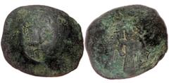 Byzantine Isaac II Angelus (1185-1195), Bl aspron trachy (Billon, 28,5 mm, 2,41 g), Constantinople. Obv: The Virgin enthroned faci Isaac II Angelus (1185-1195), Bl aspron trachy (Billon, 28,5 mm, 2,41