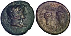 Augustus with Livia 27BC-14AD - Bronze of Magnesia in Lydia, 2BC, AE 5,11g. Heads of Augustus laureate and Livia right. R/. Heads of Gaius and Lucius Caesar facing each other. RPC 2449, BMC 45; VF; Ex