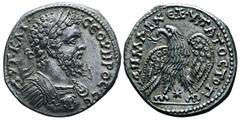 Septime Severe 193-211 Tétradrachme, Laodicea ad mare, 207-208, AG 12.62g. Avers : buste lauré et cuirassé à droite. Revers : aigle avec ailes déployées à gauche avec couronne dans le bec. Ref : Prieu