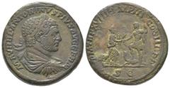 Caracalla 198 - 217 Sestertius, Rome, 215, AE 24.57 g Avers: M AVREL ANTONINVS PIVS AVG GERM Buste lauré, drapé et cuirassé de Caracalla à droite vu de trois quarts en arrière Revers: P M TR P XVIII I
