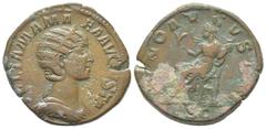 Severus Alexander 222 - 235 pour Julia Mamaea Sestertius, Rome, 222-235, AE 20 g Avers: IVLIA MAMEA AVGVSTA Buste diademé et drapé à droite Revers: IVNO AVGVSTA; à l'exergue S C Junon assise à gauche,