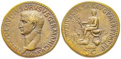 Roman Empire Claudius pour Nero Claudius Drusus 41-54 Sestertius, 41-42, AE 27.36 g. Avers : NERO CLAVDIVS DRVSVS GERMANICVS IMP Revers : TI CLAVDIVS CAESAR AVG P M TR P IMP PP/ S C Ref : C. 8, RIC 93
