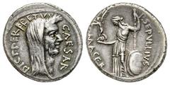 Roman Republican & Imperatorial Roman Republican & Imperatorial Julius Caesar & P Sepullius Macer Denarius, Rome 44 avant J.-C. , AG 3.63 g. Avers : CAESAR DICT PERPETVO Tête voilée de Jules César 