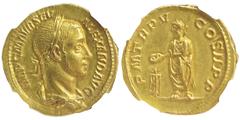Roman Imperial Severus Alexander 222-235 Aureus, Rome, 226, AU 6.31 g. Avers : MP C M AVR SEV-ALEXAND AVG, Buste lauré et drapé de Sévère Alexandre à droite. Revers : P M TR P V COS II P P L'empereur 