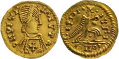 Migration Of Germanic Tribes Germanic Migration Visigothic imitation of a roman tremissis. South of France and North of Spain. Circa 550. AU Tremissis 1.29 g. DN VITI - IAIVTC, diademed and draped bus