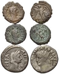 RÖMISCHE MÜNZEN RÖMISCHES REICH, Nero, 54-68, Bil.-Tetradrachme, Ägypten, Stadt Alexandria. Büste mit Strahlenkrone l. Rs. .Herabüste r. 13,01g; Carus. AE Tetradrachme. Belorb. Büste r. Rs.Adler. 7,04