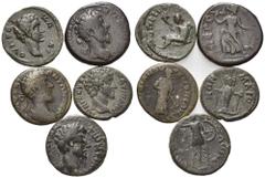 RÖMISCHE MÜNZEN RÖMISCHES REICH, Marcus Aurelius, 161-180, AE 18, Thrakien, Stadt Topeiros. Büste r. Rs.Flußgott l. 3,09g. DAZU:AE 17, Thessalien. Belorb. Büste r. Rs.Athen r. stehend. 4,78g. AE 17, L