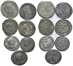 RÖMISCHE MÜNZEN RÖMISCHES REICH, Licinius I., 308-324, AE Follis, SF TSA =Thessalonica. Beh. u. gepanz. Büste r., IMP LICINIVS AVG. Rs.Standarte mit VOT XX zw. 2 Gefangenen, VIRTVS EXERCIT. 3,34g. DAZ