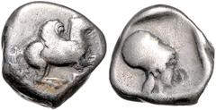GRIECHISCHE MÜNZEN GRIECHENLAND, KORINTH / Stadt Korinth, AR Stater (500-450 v.Chr.), früher Stil. Pegasos fliegt r. Rs.Athenakopf mit korinthischem Helm r. in incusum. 8,3g. Patina, f.ss BMC 75; BCD 