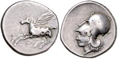 GRIECHISCHE MÜNZEN GRIECHENLAND, KORINTH / Stadt Korinth, AR Stater (400-338 v.Chr.). Pegasos l. Rs.Athenakopf mit korinth. Helm r. 8,44g. Rs.prägeschw., ss BMC 12.12.124