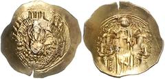 BYZANTINISCHE MÜNZEN BYZANTINISCHES REICH, Andronicus II. und Michael IX., 1295-1320, AV Hyperpyron, Konstantinopel. Büste der Jungfrau Maria in Stadtmauern. Rs.Andronicus und Michael knien seitlich v