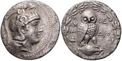 GRIECHISCHE MÜNZEN GRIECHENLAND, ATTIKA, Stadt Athen, AR Tetradrachme (196-186 v.Chr.). Kopf der Athena. Rs.Eule auf Amphora. 15,61g. ss SNG Cop.125