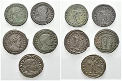 RÖMISCHE MÜNZEN RÖMISCHES REICH, Constantin I. der Große, 307-337, AE Follis (310-13), PTR T F =Trier. Belorb. Panzerbüste r. Rs.Steh. Mars r. (2x, RIC 855+862). Erh. ss-vz; 23,5+22,7mm; 4,75+4,45g; 5