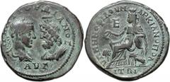 RÖMISCHES REICH, Gordian III., 238-244 AE 28 (Pentassarion), Moesia Inferior, Stadt Marcianopolis. Belorb. Brb. des Gordian r., daneben Brb. des Serapis l. Rs.Kybele mit Kranz l. thronend, zu Füßen zw