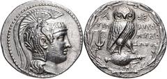 GRIECHENLAND, ATTIKA / Stadt Athen AR Tetradrachme 134/3 v.Chr. Magistraten Timarchos, Nikagoras und Dorotheos. Kopf der Athena Parthenos mit attischem Helm r. Rs.Eule auf Amphora, im Feld l.Anker und