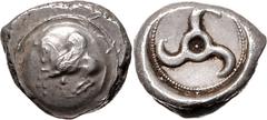 KLEINASIEN, LYKIEN. Dynasten (460-440 v.Chr.), AR Stater (unbest.Dynast). Pegasos l.fliegend Rs.Triskeles in rundem incusum. 9,9g. SNG Aulock 4089. selten i.d.Erhaltung, zarte Patina, vz