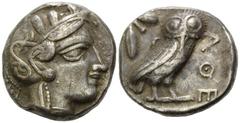 GRIECHENLAND, ATTIKA / Stadt Athen, AR Tetradrachme (5. Jh.v.Chr.). Kopf der Athena. Rs.Eule mit Olivenzweig undMondsichel im quadratum incusum. 17,11g. Sear 2521,