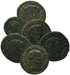 RÖMISCHES REICH, Diocletian, 284-305, AE Follis (299-303), A=Karthago. Belorb. Büste r. Rs.Karthago mit Früchten. 9,85g (ss). DAZU: AE Follis KT=Kyzikos, Kaiser und Jupiter. 2,98g (f.ss). DAZU: Galeri